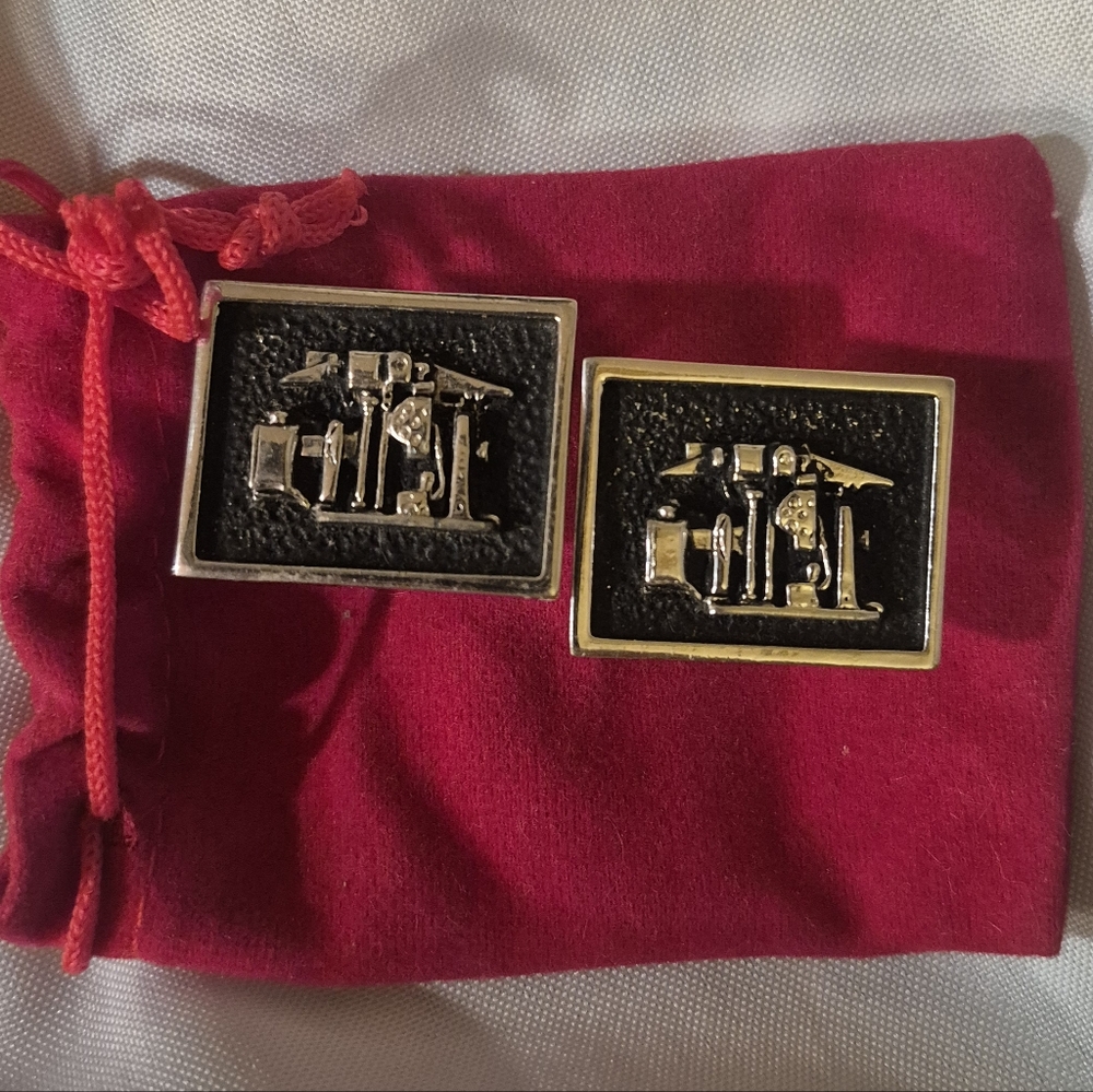 Vintage Roland Landerholm Pewter And Silver Cufflinks,